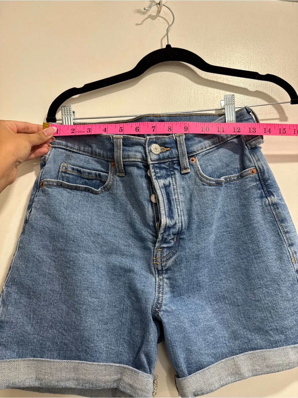 Old Navy Medium Blue Rolled-Hem Jean Shorts Jorts